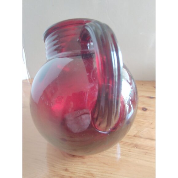 Vintage Anchor Hocking Royal Ruby Red Depression Glass Pitcher Mid Century 4 Cup - Picture 6 of 9